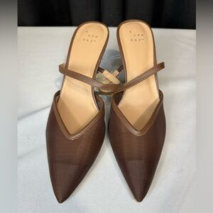 A New Day Brown Mesh Pointed-Toe Heels NWT